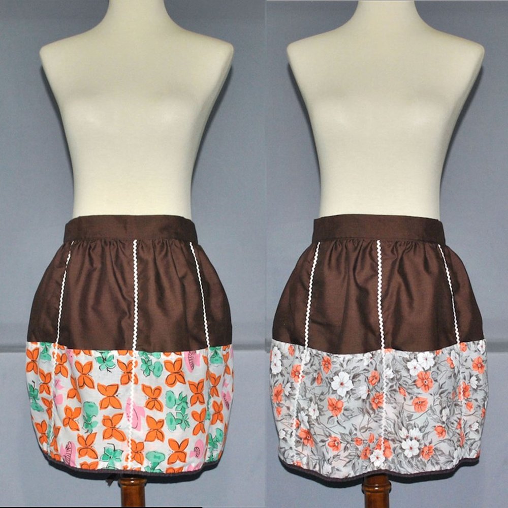 Vintage Handmade Hostess Apron Reversible w/ Pockets - Picture 1 of 9